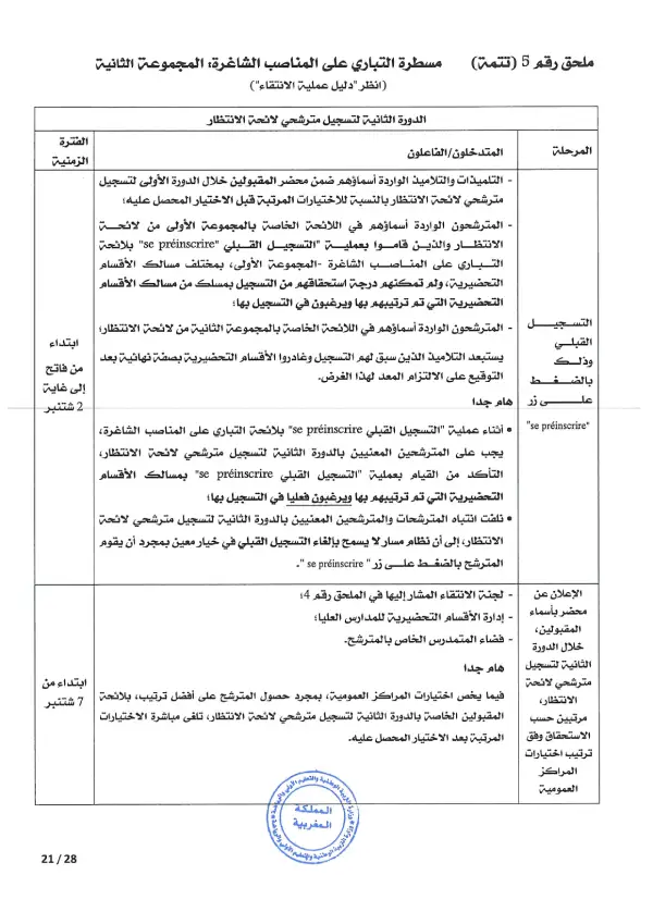 مذكرة CPGE 2026 - الصفحة 21 تفاصيل مذكرة الأقسام التحضيرية CPGE 2026 - الصفحة 21